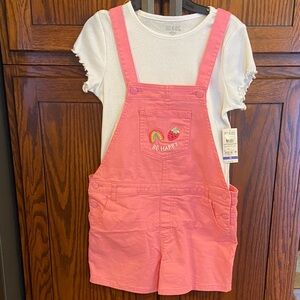 Garanimals New Pink Kids Short  Overalls with Embroidery Be Happy Girls 10